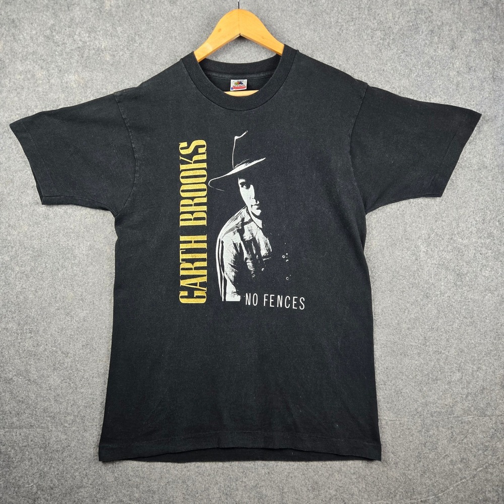 Vintage Garth Brooks Shirt Mens Large Black No Fences Tour 90s Single Stich